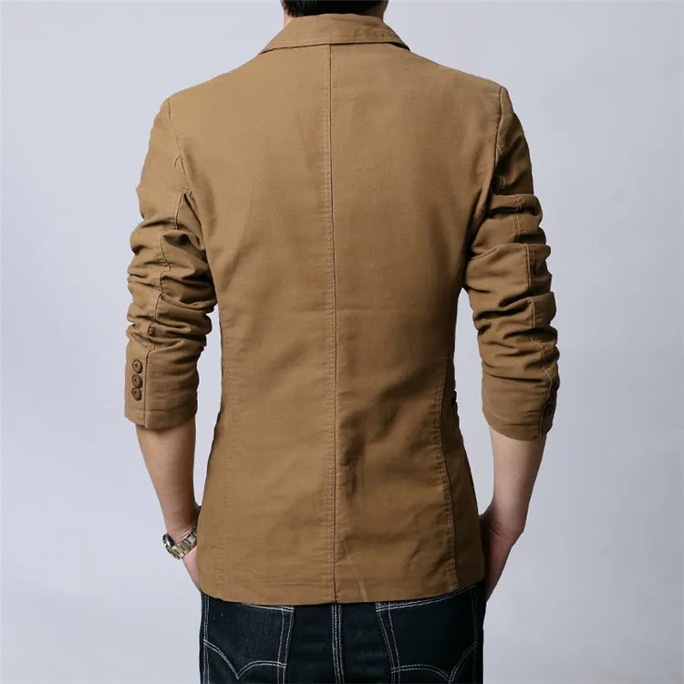 men slim fit suit Autumn winter blazers button casual streetwear thin coat High quality 100%cotton big size 6XL