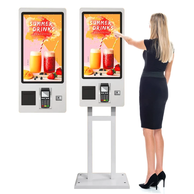 21.5 27 32 inch restaurants self ordering payment kiosk with printer scanner and camera