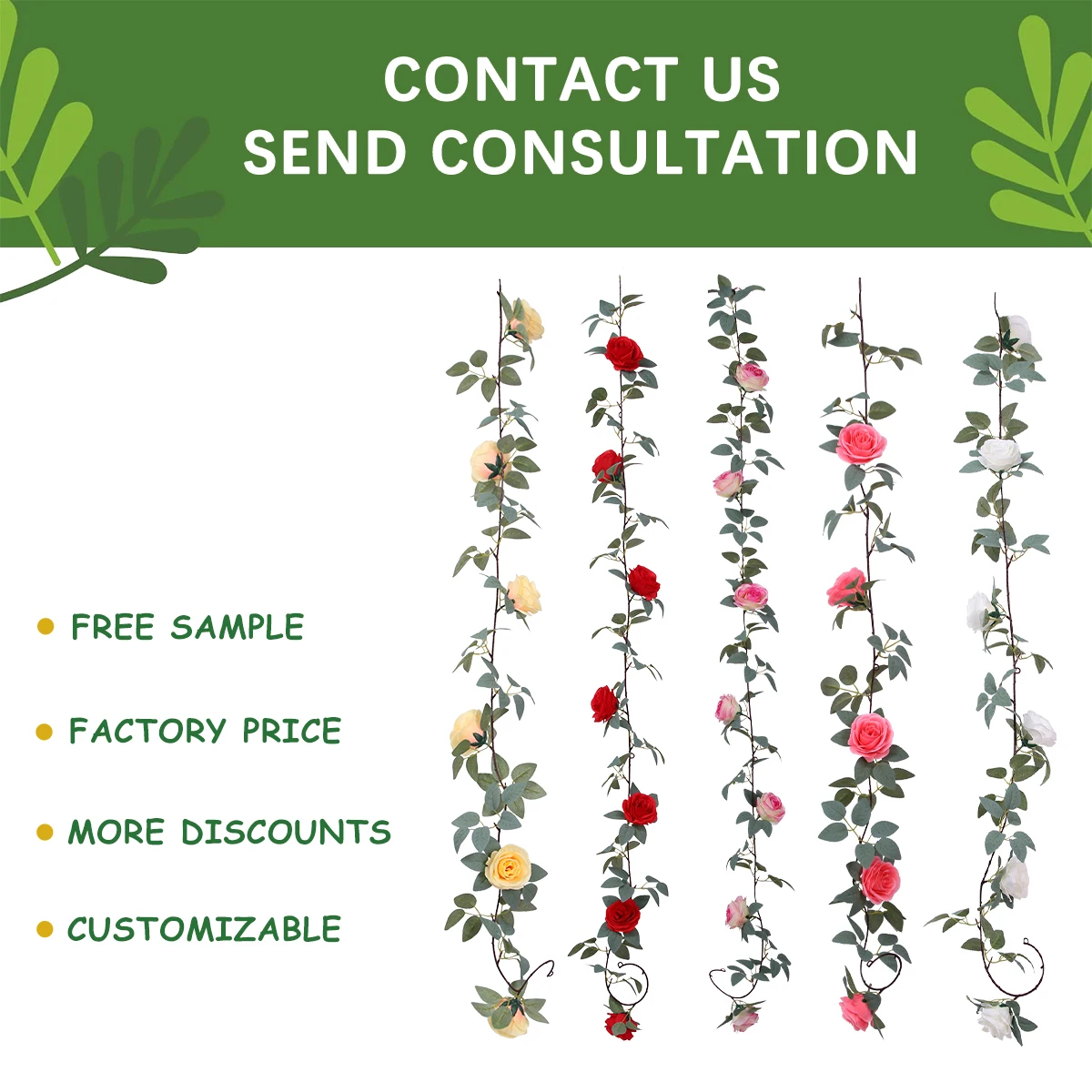 T-31/32/33/34/35 Factory Price Artificial Flowers Greenery Garland Floral Ivy with Mixed Roses Vine for Indoor Decoration