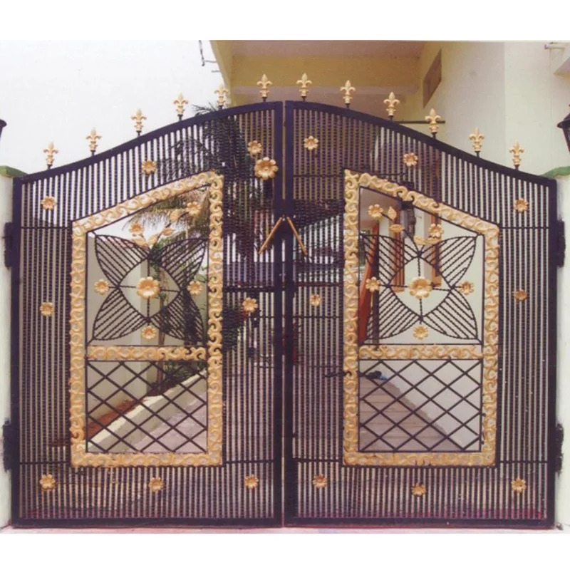 Main latest double door wrought iron gates designs wood steel garden driveway entrance gate