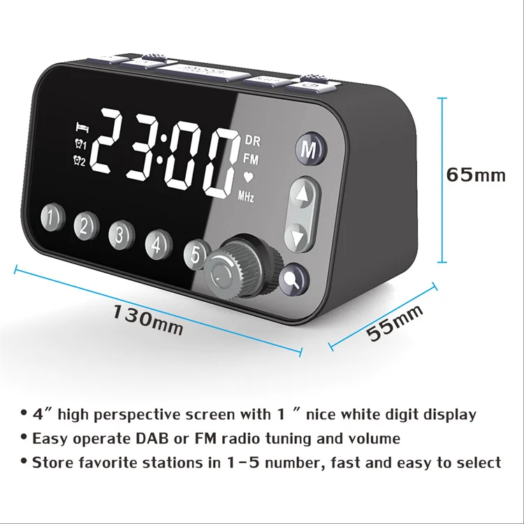 Large LED Display Sleep & Snooze Functions Alarm Clock For Bedroom Led Mirror Digital Clock