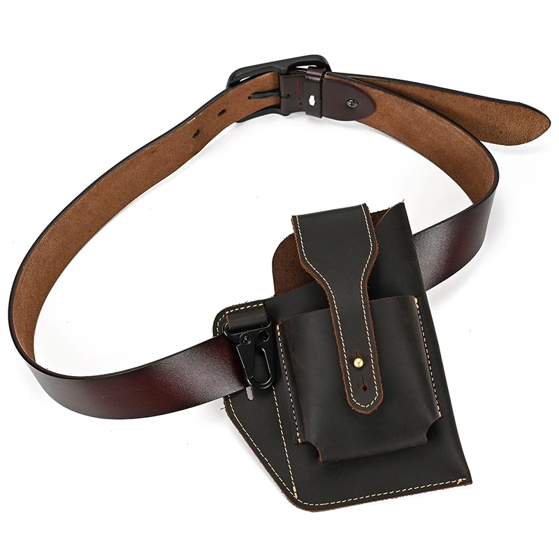 2022 Newest Hot Sale Genuine Leather Belt Bag Waist Pack Retro Sling Mobile Phone Waist Bag For Phone