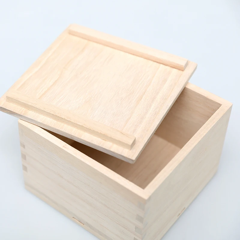 Top ranking unfinished wood box with slide lid with logo