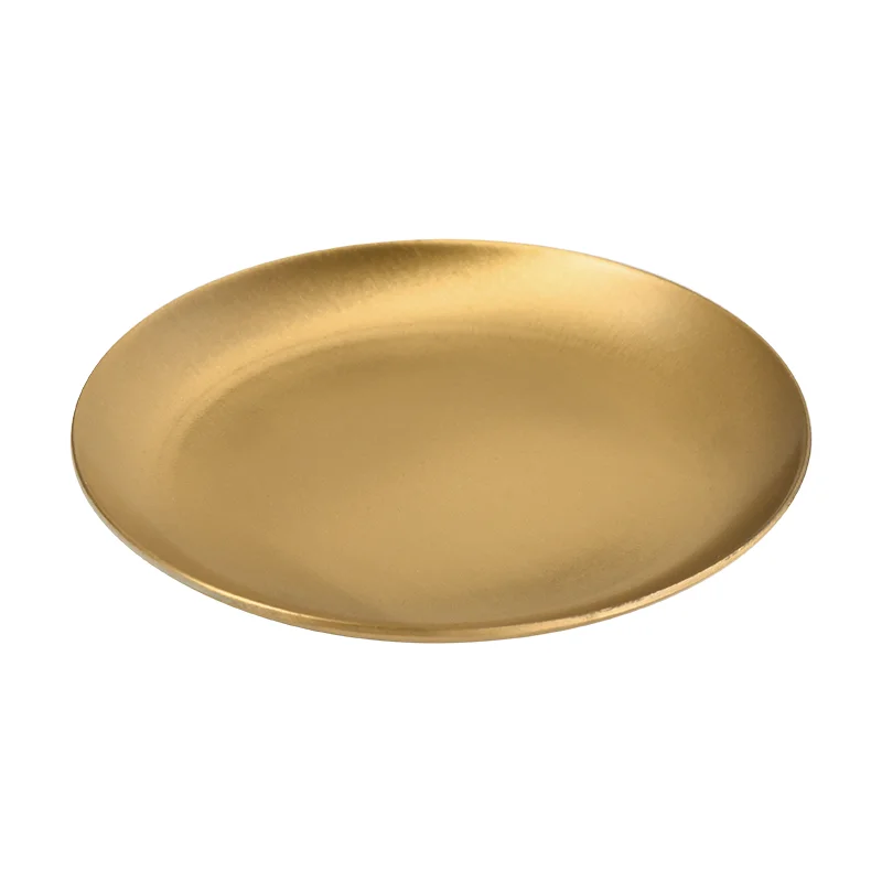 MAXERY Modern Simple Style Round Shape Gold Metal Serving Stainless Steel Tray for Party Wedding Christmas Gift