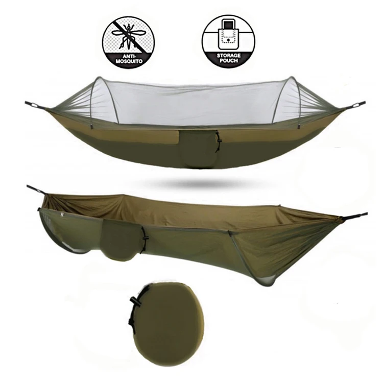 
OEM/Custom Made 210T/70D Parachute Nylon Camping Hammock Tent Swing with Mosquito Net Pop Up 