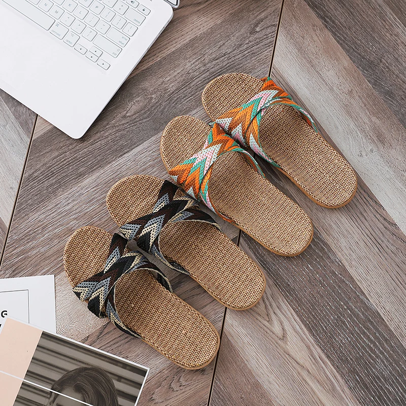 Whosale Jute Linen Disposable Slipper Latest Ladies Slippers Shoes And Sandals Size Shoes Summer Beach Slides Slipper Sandals