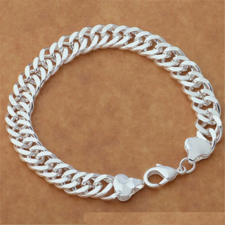 Wholesale popular fashion jewelry pure copper silver plated bracelet whip chain gift for men women