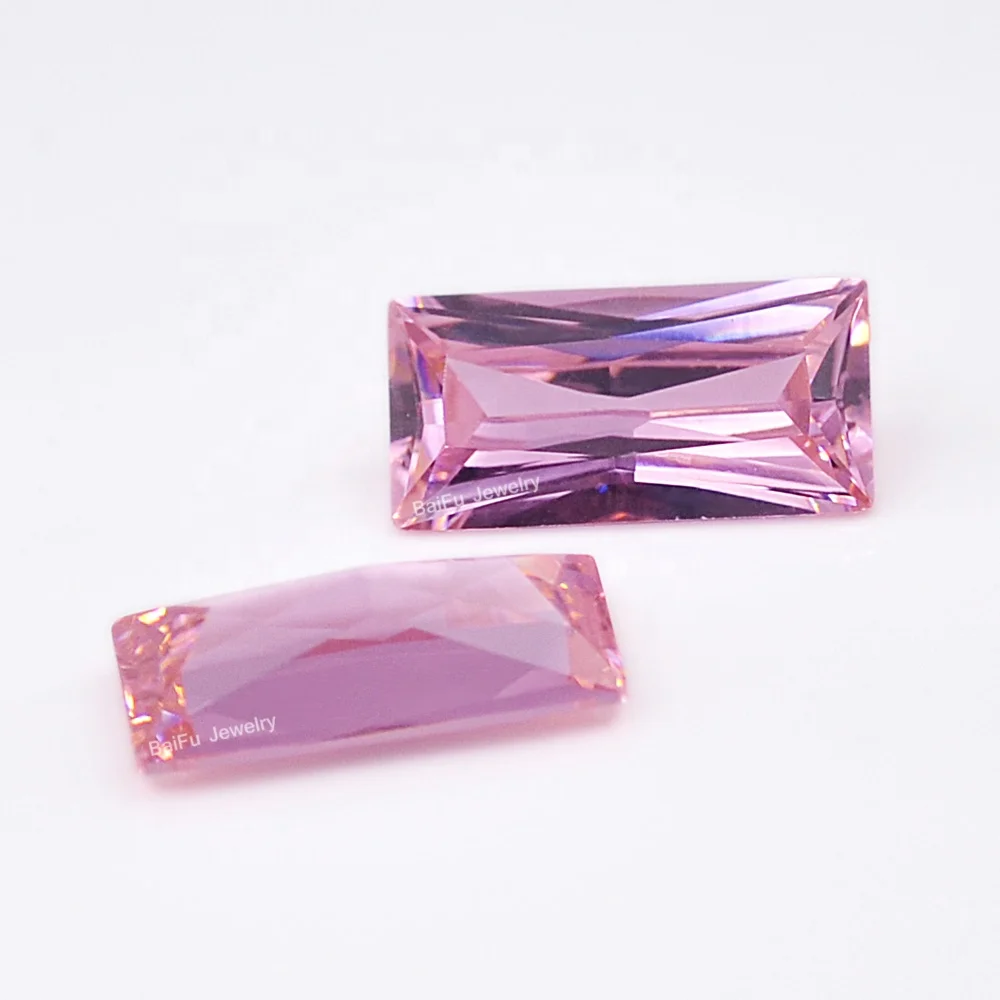 hot sale factory price synthetic diamond rectangon pink 3A cubic zirconia for jewelry