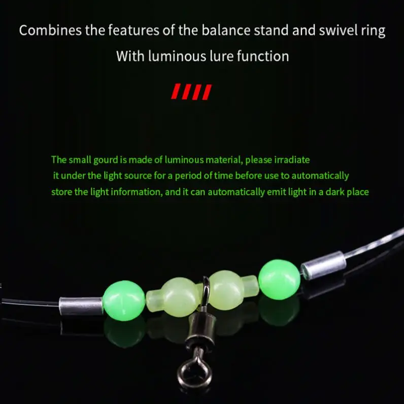 Luminous Cross-Line Fluorescent Beads With Swivel 3 Way Fishing Connector Rolling Swivels For Carp Accessories