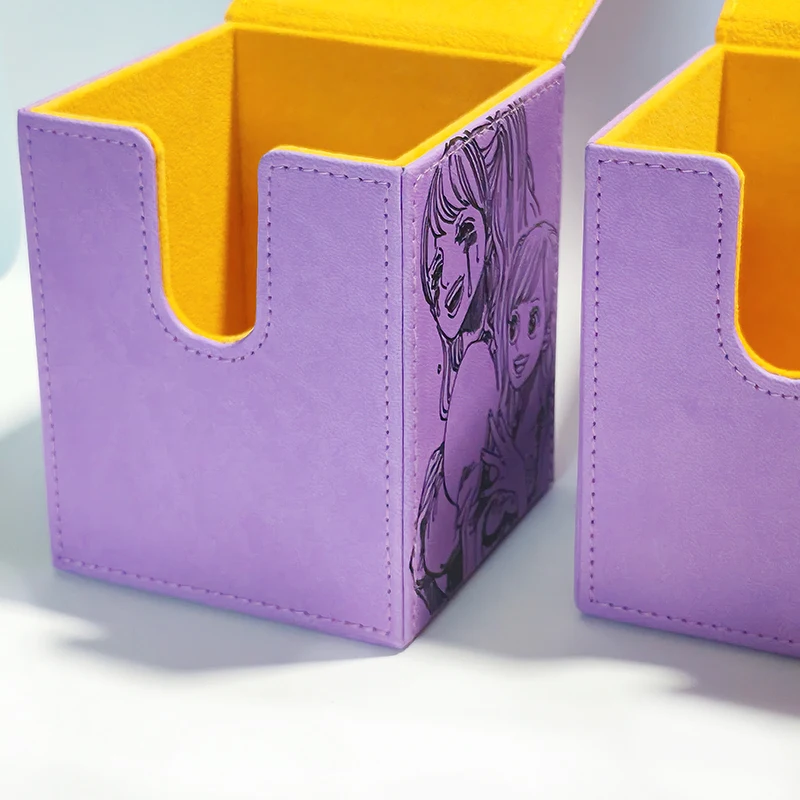 Card Storage Box 2 Commander Display Single Fits 100+ Sleeved Cards Leather Magnetic Card deck box