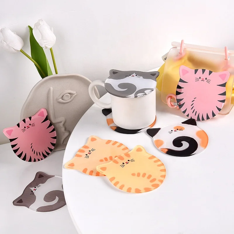 Customize Clear Acrylic Coasters Cute Mat Pad For Drinks And Tea