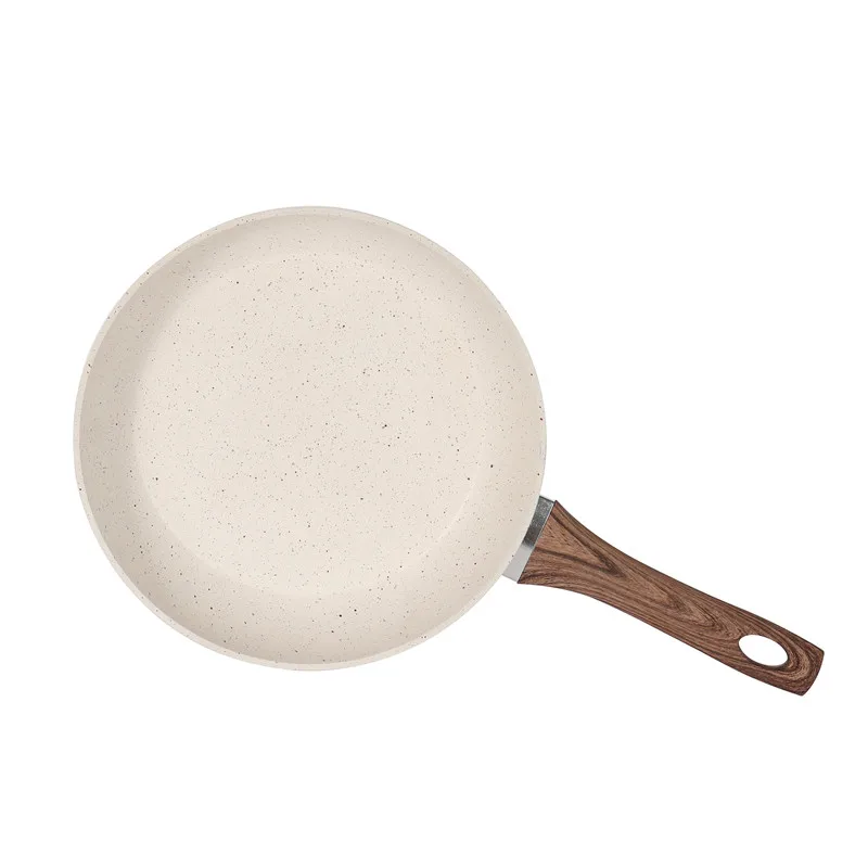 hot sale white ceramic coating fry pan wood handle