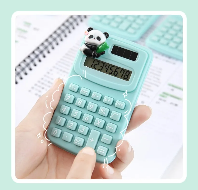 Cute Panda Mini Calculator Compact and Portable Student Office Small Calculator Student Supplies Arithmetic Device Wholesale
