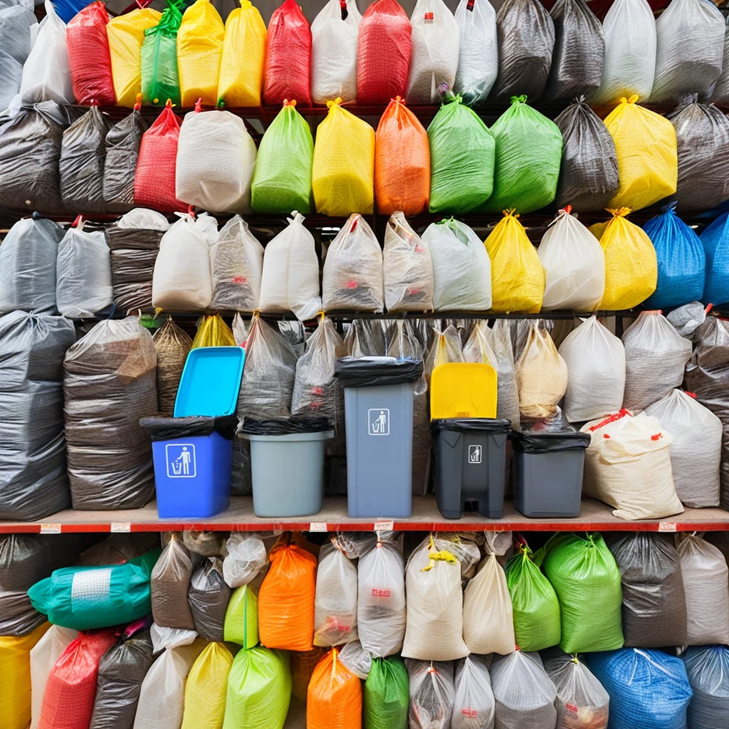 OutdoorCompostable Polyethylene Refuse Sacks 8 13 33 40 50 65 95 Gallon Trash Bag Rolls Industrial Black Stand Supermarket