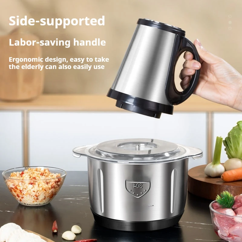 5L Meat Grinder Mincer Electric Glass Multifunction Vetable Chopper Commercial & Household Use Cars  Solar Power Source Blender