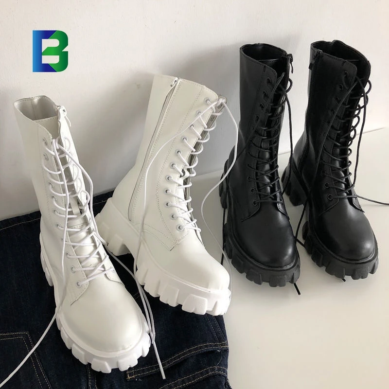 2022 new shelves mid-tube autumn and winter fashion lace up ladies Chelsea zipper Bottas Mujer boots