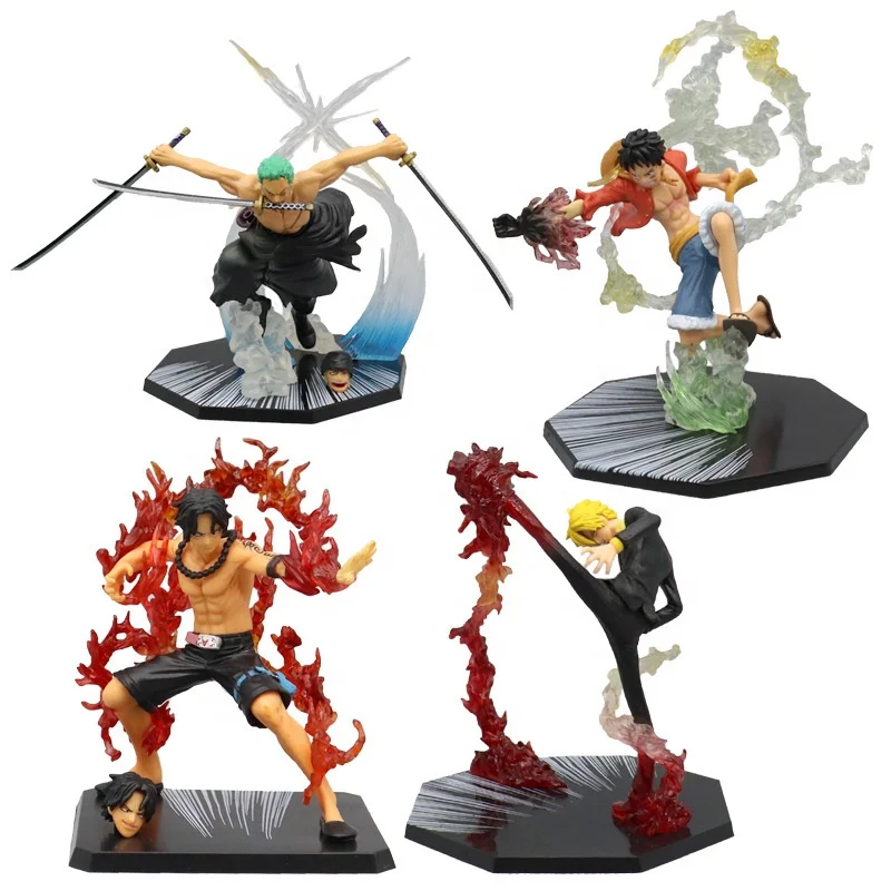 DIHAO Hot Anime Ornaments Fire Fist Luffy Ace Demon Slash Zoro Demon Wind Leg Sanji Anime Action Figures