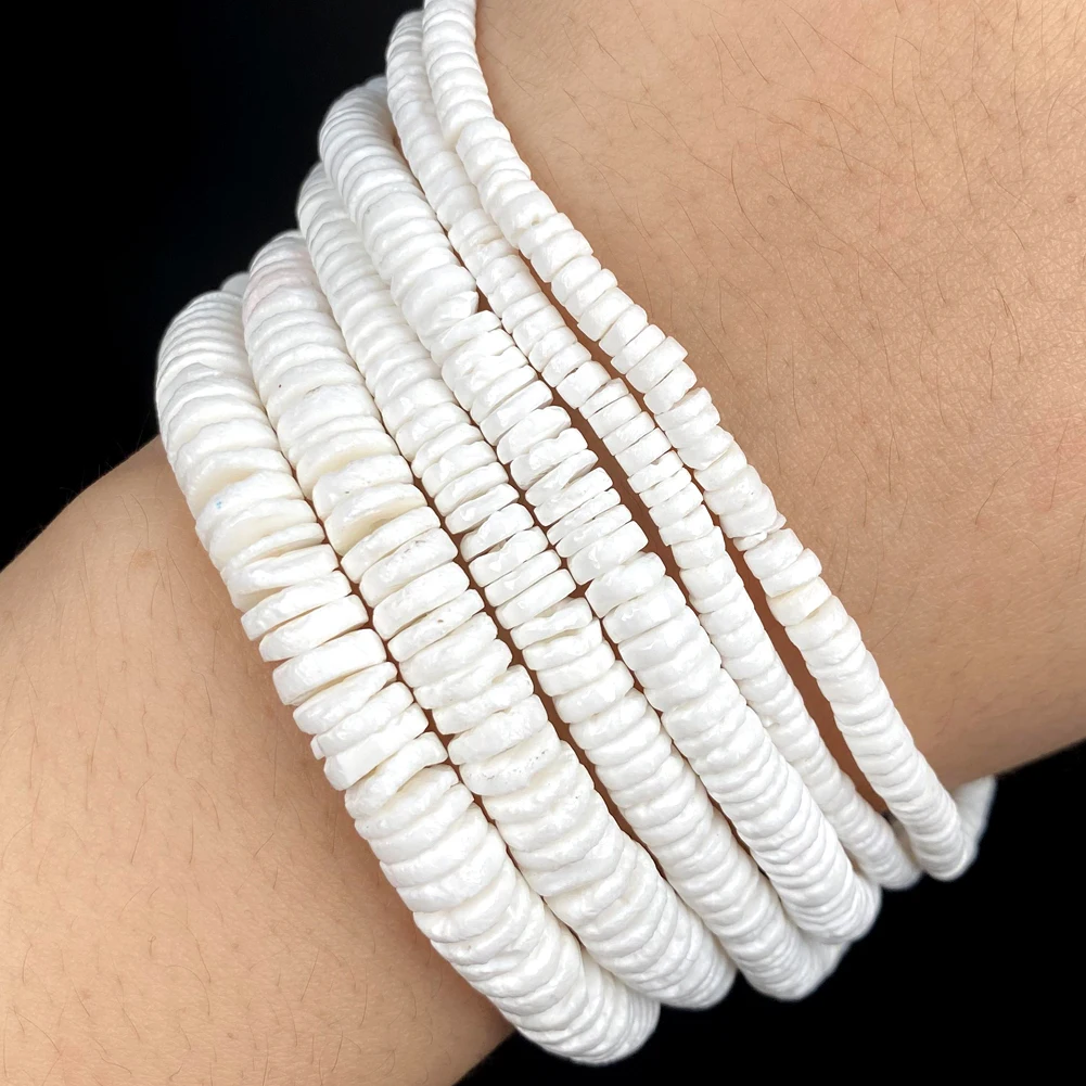 Factory Price Natural White Shell Mother Of Pearl Seashell Round Shape Spacer Beads For Jewelry Making DIY Bracelet Necklace