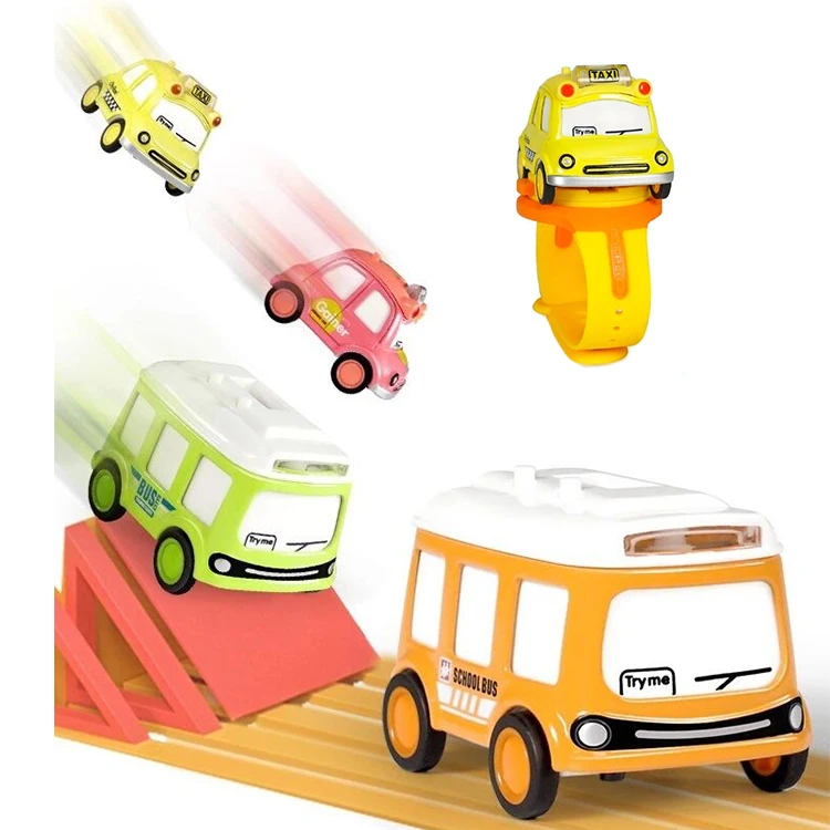 2 In 1 Wearable Digital Watch Car Toys 4 Styles 1: 62 Mini Alloy Sliding Car 360 Degree Rotation Watch Toys With Light Music