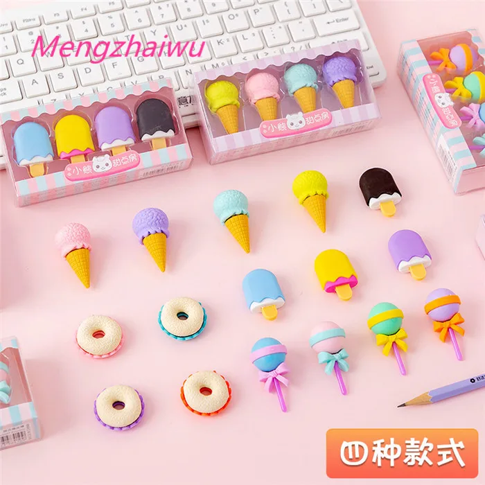 
Japan school supplies stationery wholesale eco friendly rubber Simulation dessert 3d eraser candy color magic cake eraser 