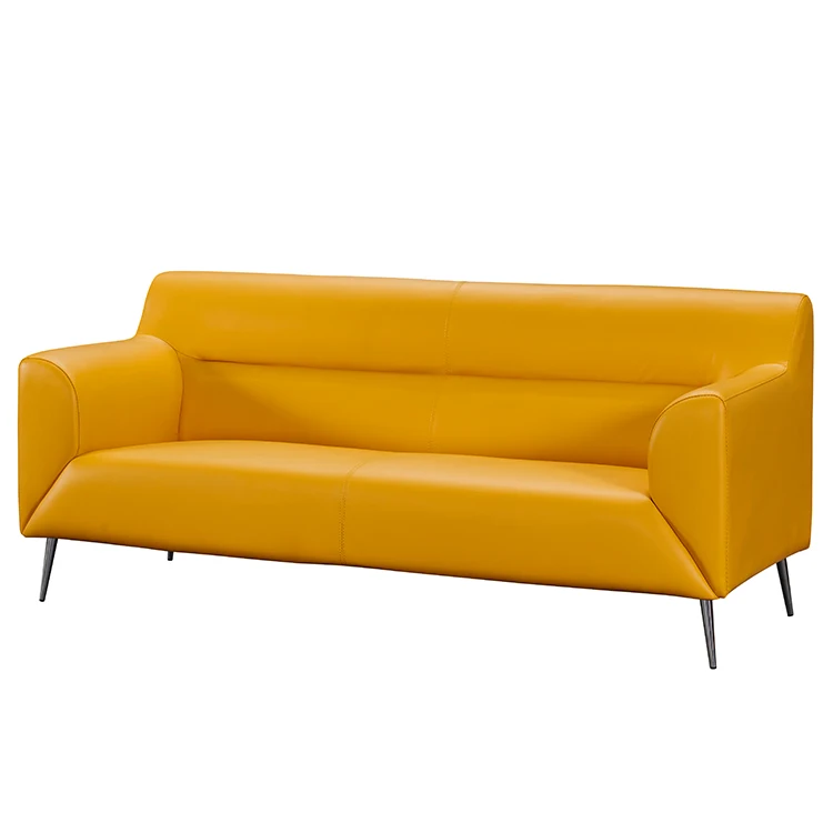 2022 Light Luxury Office Living Room Sofas Modern Design Yellow Sofa Set Furniture Leather PU Yellow Sofa