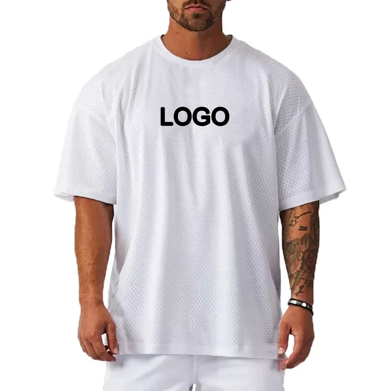 Custom Gym Oversized Fitness Short Sleeve Mesh Casual Breathable Jersey Mens Sports Super Quick Dry T-shirt for Men
