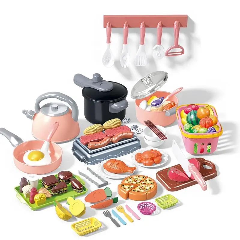 120pcs Children Play House pretend Toy Toddler Food Cooking and Cutting Fruit Kitchen Set Toys