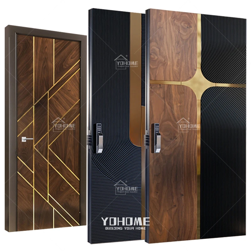 Guangdong yohome customized high quality interior doors and exterior doors modern design wooden door