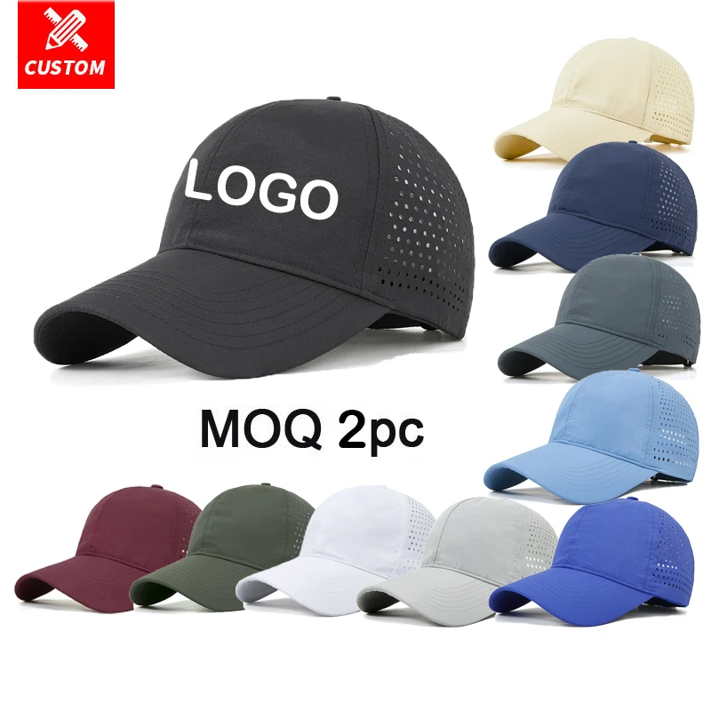 Oem Custom Men 5 Panel Rubber Logo Neon Rope Baseball Cap,Waterproof Laser Cut Hole Perforated Gorras,Curved Brim Nylon Dad Hat