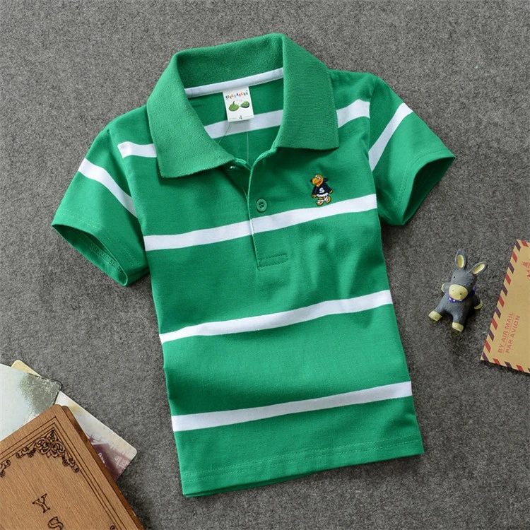 Wholesale 20 Color Choice Boys T-shirts Polo Cotton Kids Baby T-shirts Stripe School Uniform Polo T-shirt For Kids
