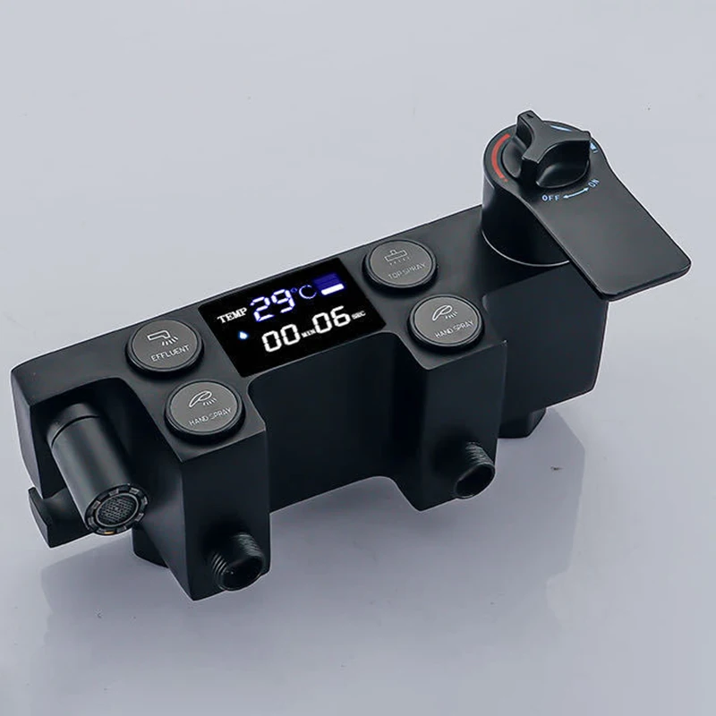 Thermostatic Bathroom Shower Set Rainfall Shower Head Quality Brass Bathtub Mixer Faucet Luxury Digital Bath Black Shower System