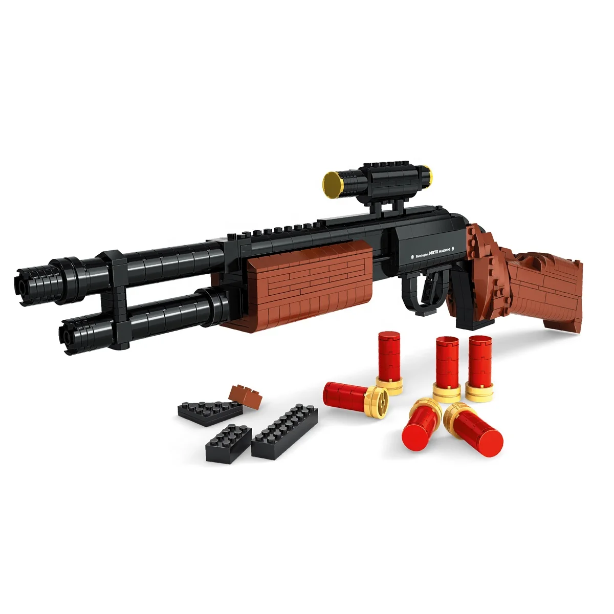 DIY Assembly Simulate Model Shotgun M870 Submachine Gun MP4 Building Block Set Toys Military Weapon Series Brick Toys(Bag Pack)