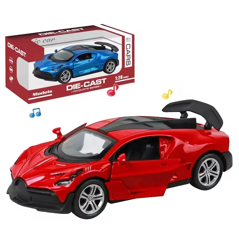 Wholesale 1:28 Scale Alloy Car Model Metal Body Pull Back Car Toy with Lights Music Opening Doors Diecast Model Cars