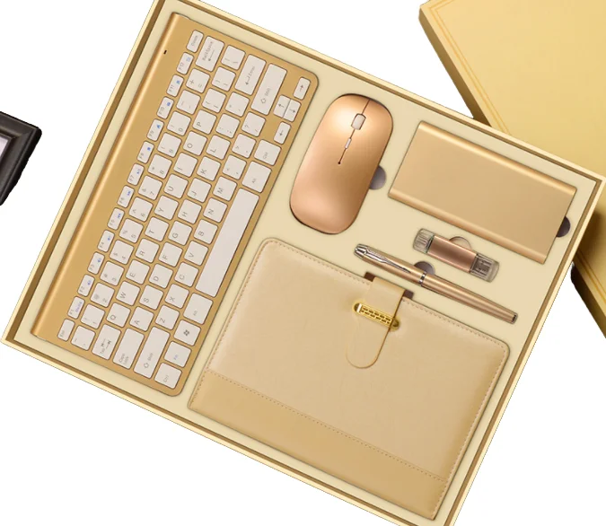 Professional Gift Set with Pen Notebook U Disk Power Bank Mouse Keyboard Digital Printing Techniques for Graphics