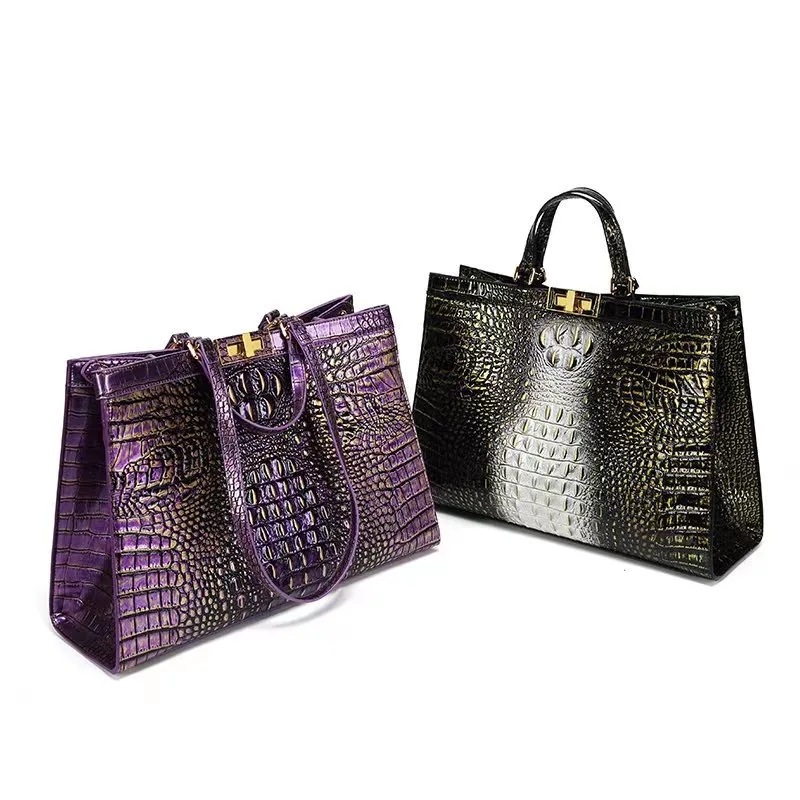 2023 Retro Luxury Ladies Handbags Alligator Tote Bag Unique Design Crocodile Patternnote Hand Bag Purse