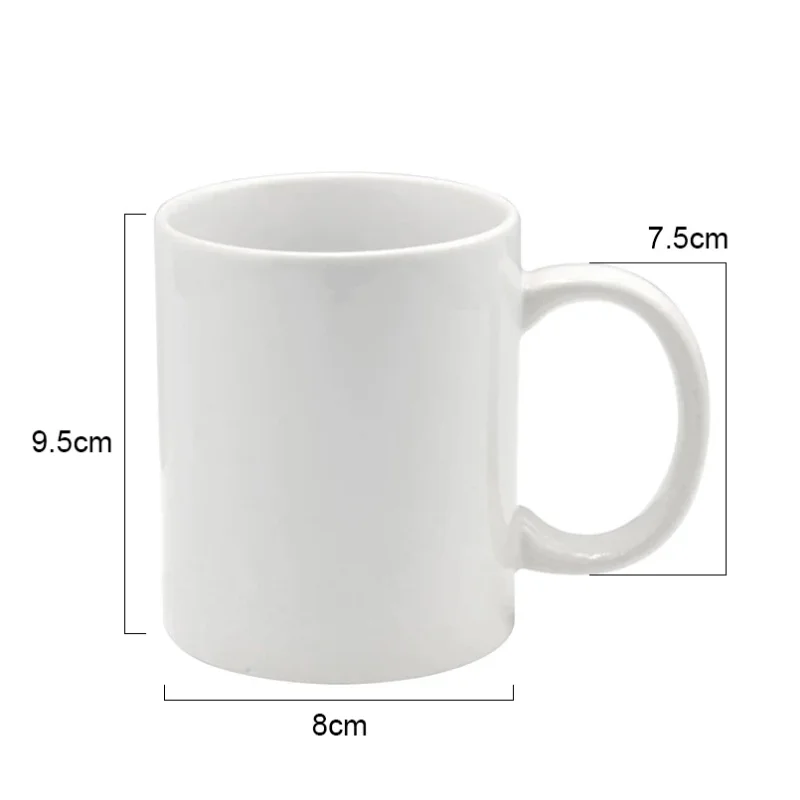 Wholesale 11oz white promotion porcelain cup simple mug custom personalised sublimation print logo round ceramic coffee cup