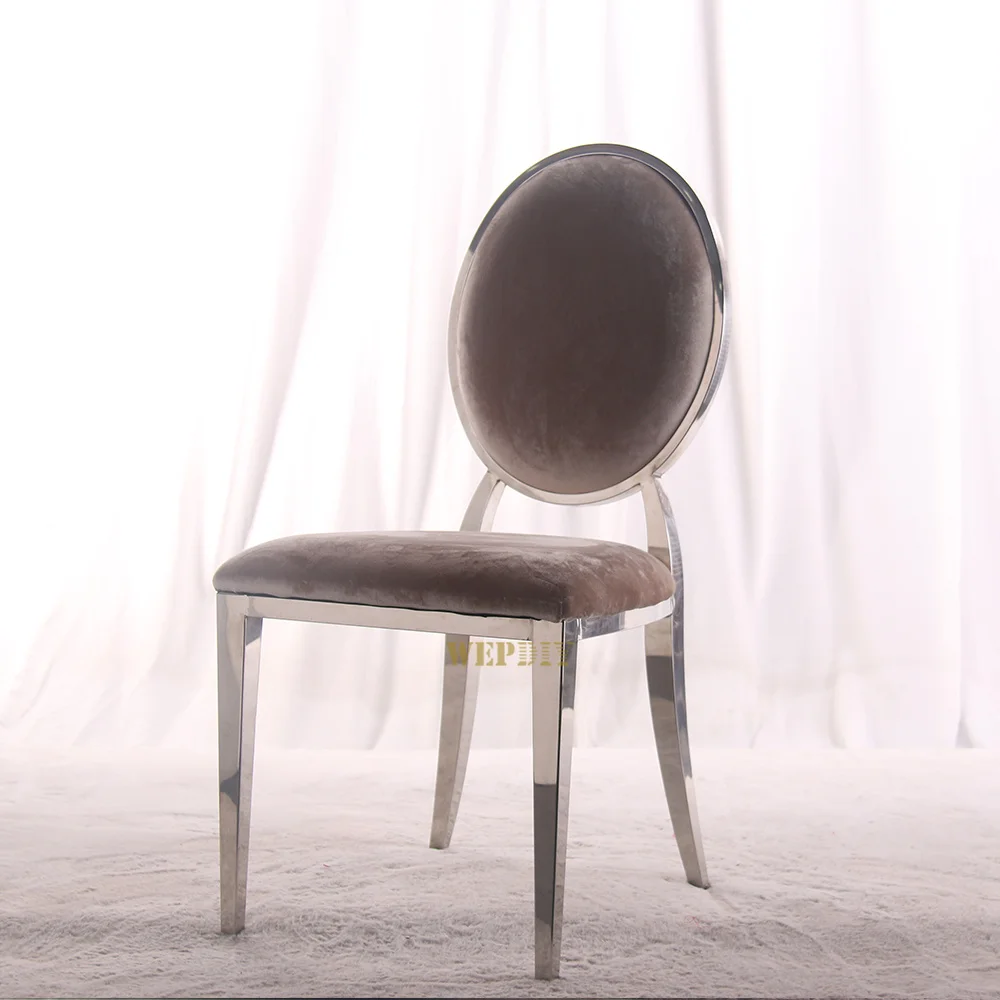 Wholesale Classic Round Back Banquet Chair Gold Black Stainless Steel Dining Wedding Chairs