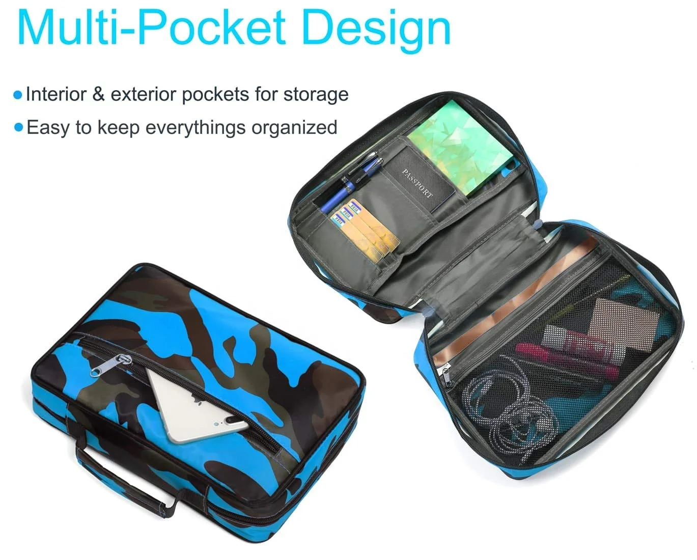 Camouflage Blue Bible Carrier Lds Scripture Tote Hand Bags Girls Boys Women Ladies Bible Travel Case for Youth Kids Teens