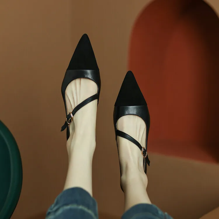 Cialisa Hot Sale Full Real Leather Work Pointed Toe Low Top Solid Color Flats Loafers Dress Flat Women Shoes Ladies