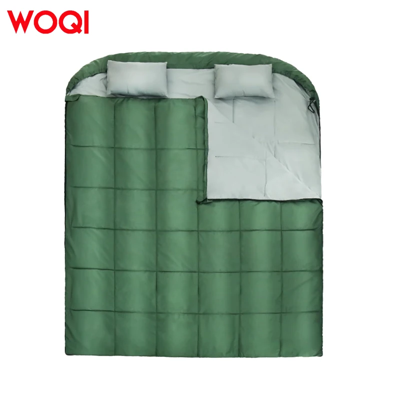 WOQI Comfortable Two-Person Sleeping Bag for All Seasons for Cold & Warm Weather Camping Hiking Backpacking