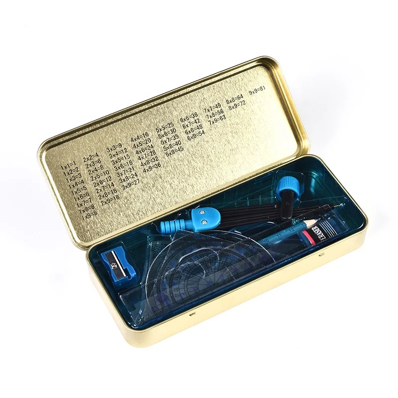 Mathematical Compass Triangular Ruler Student Drawing 8piece Math Geometry Set