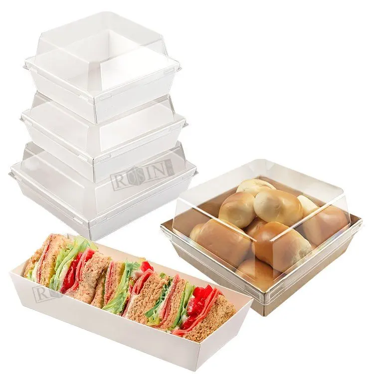 take out paper salad food container with clear lid disposable sushi packaging container paper takeaway custom sushi box