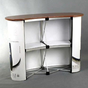Foldable Pop Up Counter Aluminum Promotion Counter Table Curved Shape