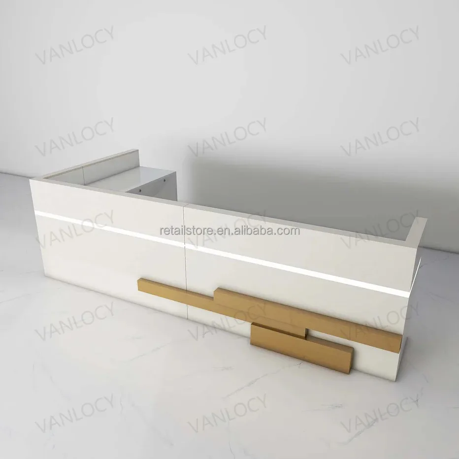 Modern Office Furniture  White Front desk Counter Large Storage Baking Varnish Hotel Beauty Salon reception desks