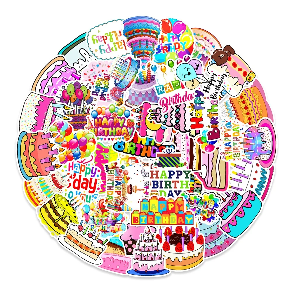 Happy Birthday Stickers for Kids Vinyl Waterproof Cute Birthday Party Stickers for Decoration Scrapbook Coffee Journals