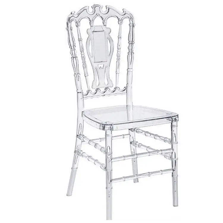 China Manufacturing Customized Acrylic Plastic Tiffany Chiavari Clear Resin Phoenix Napoleon Chair Wedding For Sale