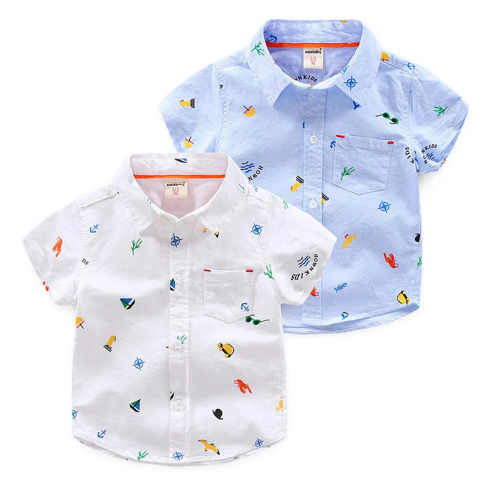 
Wholesale Price Cartoon Baby Boys Short-Sleeved Pocket Shirts 