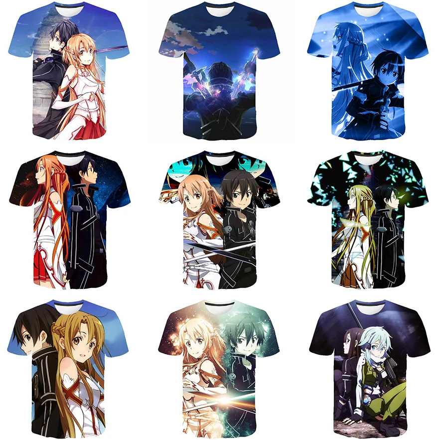 Sword Art Online SAO 3D Printed Shirt for Men Summer Harajuku Clothes 3D Printing Shirt From Men Japanese Manga Tee Shirt