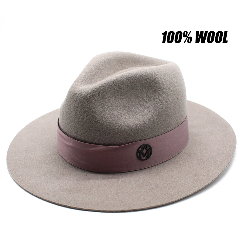 100% Australian Wool Fedora Hats Women Wide Brim Jazz High Quality Wool Felt Hats 2022 New Product