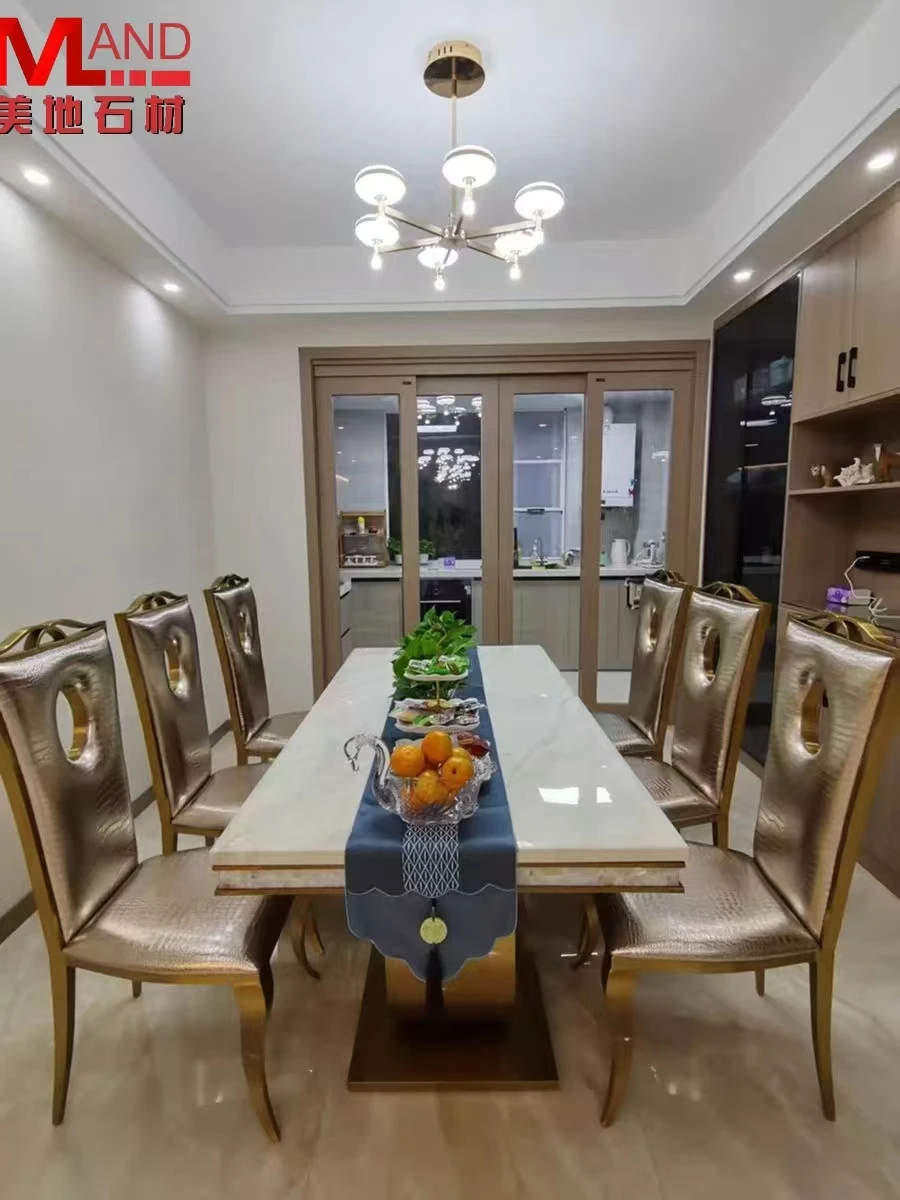 Studio direct sales natural luxury stone dining table conference table high-end marble long table